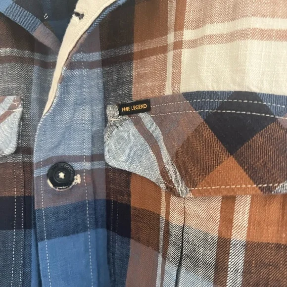 PME Legend mens check pattern button down shirt - Picture 3 of 6